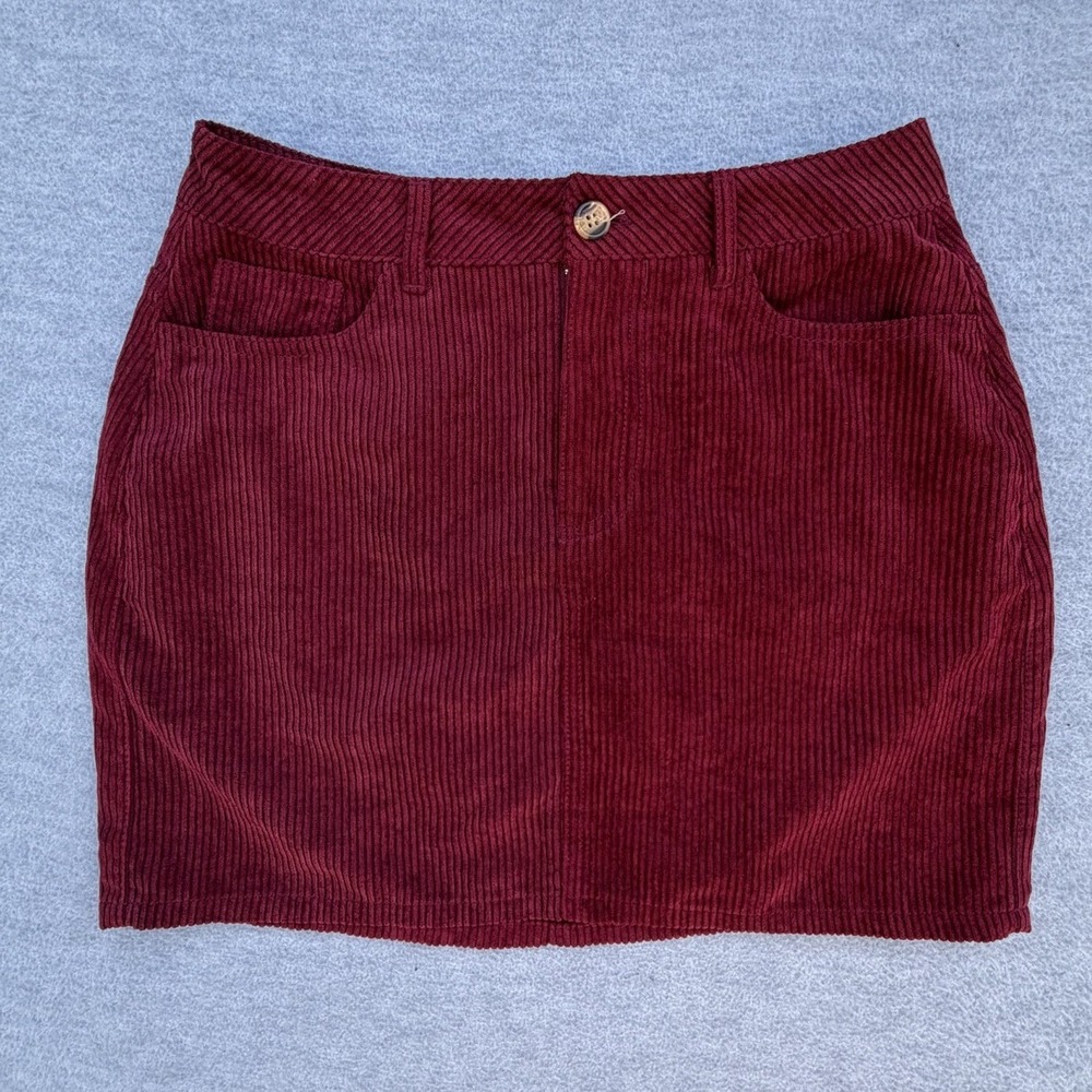 Ambiance Apparel Women's Maroon Corduroy Mini Skirt Small Y2K Academia Preppy